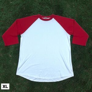 Vintage 70’s Healthknit Blank Baseball T-Shirt Men’s XL (46-48) Red Made In USA